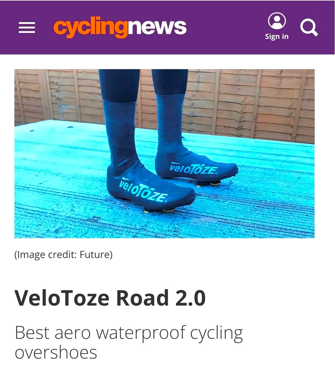 Cyclingnews picks veloToze Road 2.0 as Best aero waterproof cycling overshoes