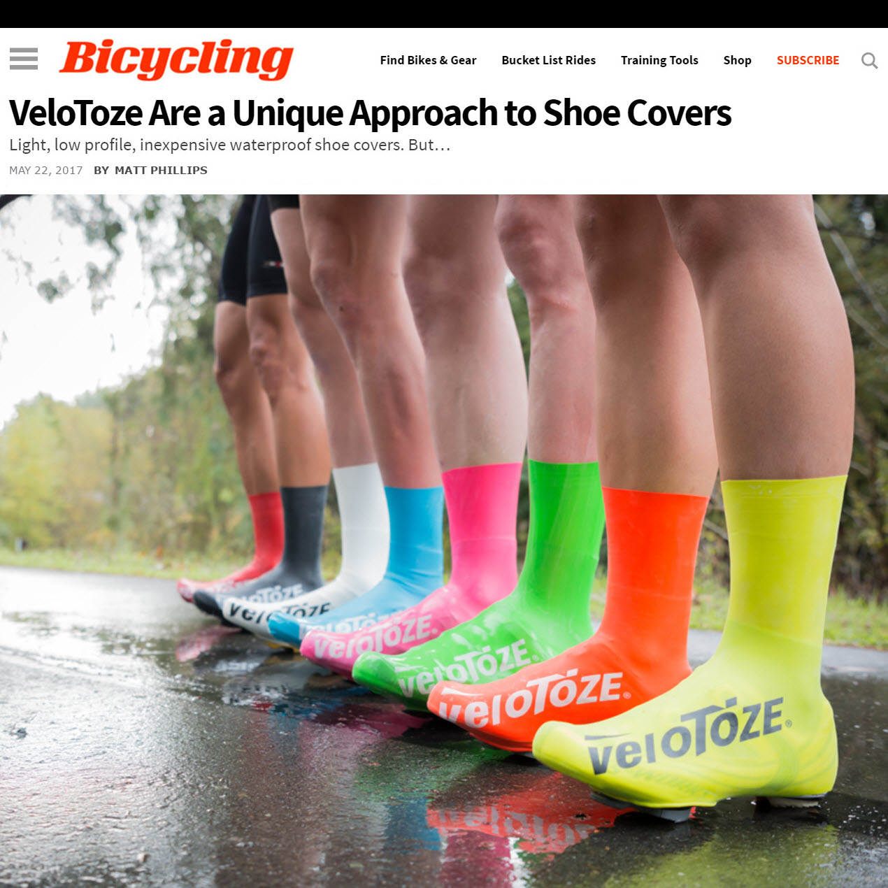 Bicycling Magazine Reviews veloToze Shoe Covers