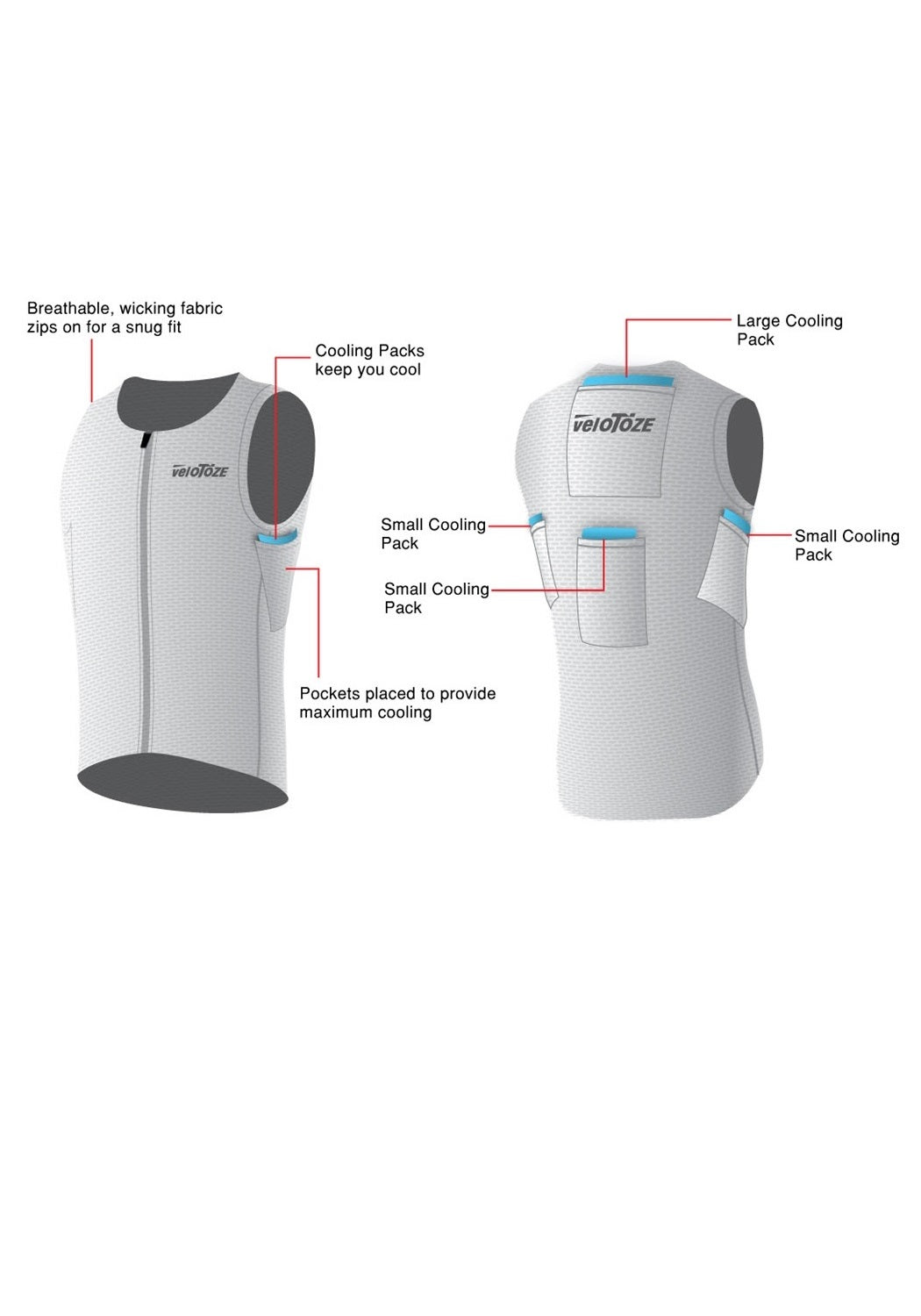 veloToze Cooling Vest MEGACOLD Gel Pack - Large